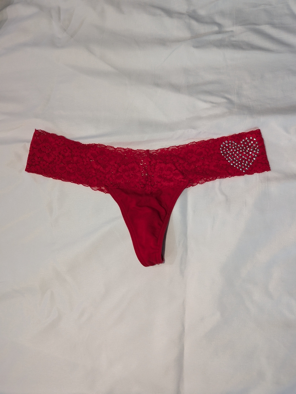 PINK Victoria's Secret Red Lace Thong Y2K